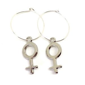 Venus Symbol Hoop Earrings - Feminist Symbol